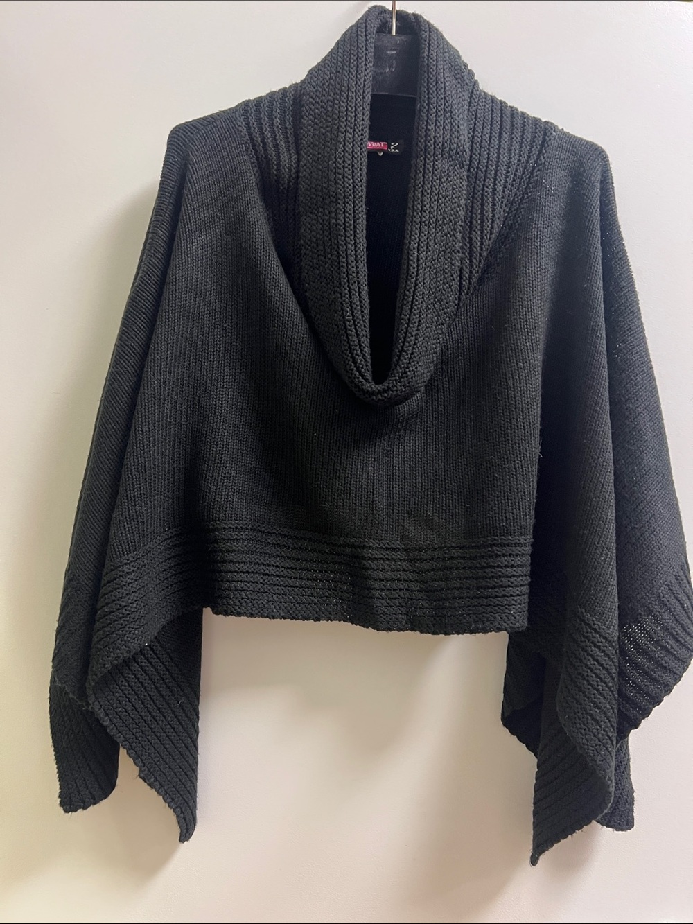 Black Cowl Neck Women's Sweater Ponchor one size